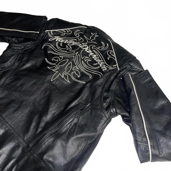 Harley-Davidson Women's Small Leather Motorcycle Jacket with Embroidered Design - Picture 9 of 9